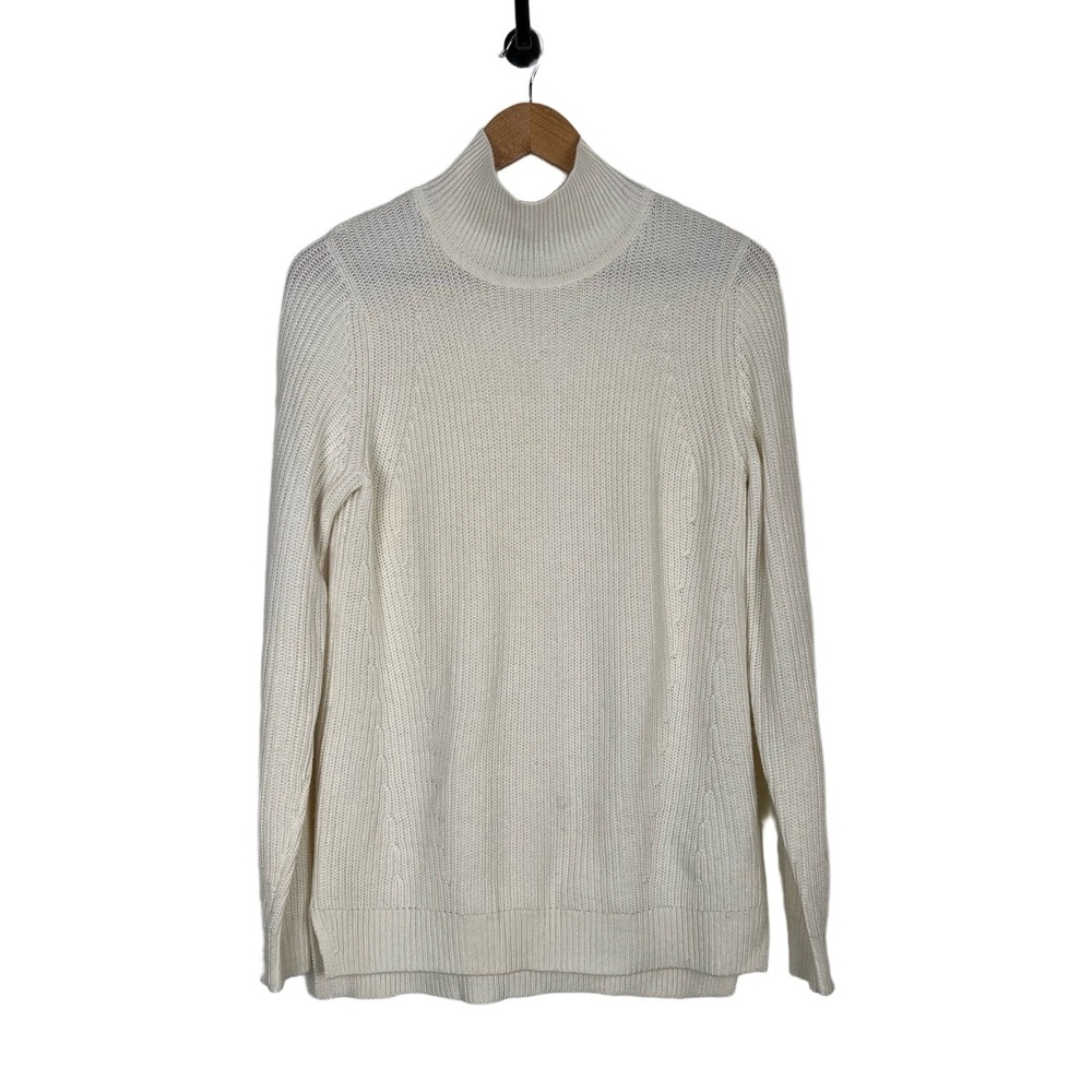 Banana Republic Sweater Medium‎ Cream Mock Neck Lightweight Minimalist Classic